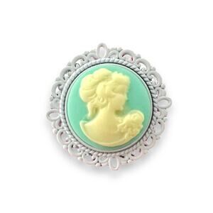 Modern Victorian Woman Seafoam Mint Green & White Ornate Baroque Adjustable Ring
